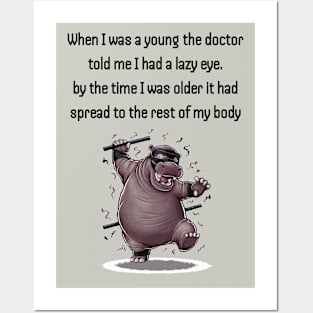 lazy hippo funny dad jokes Posters and Art